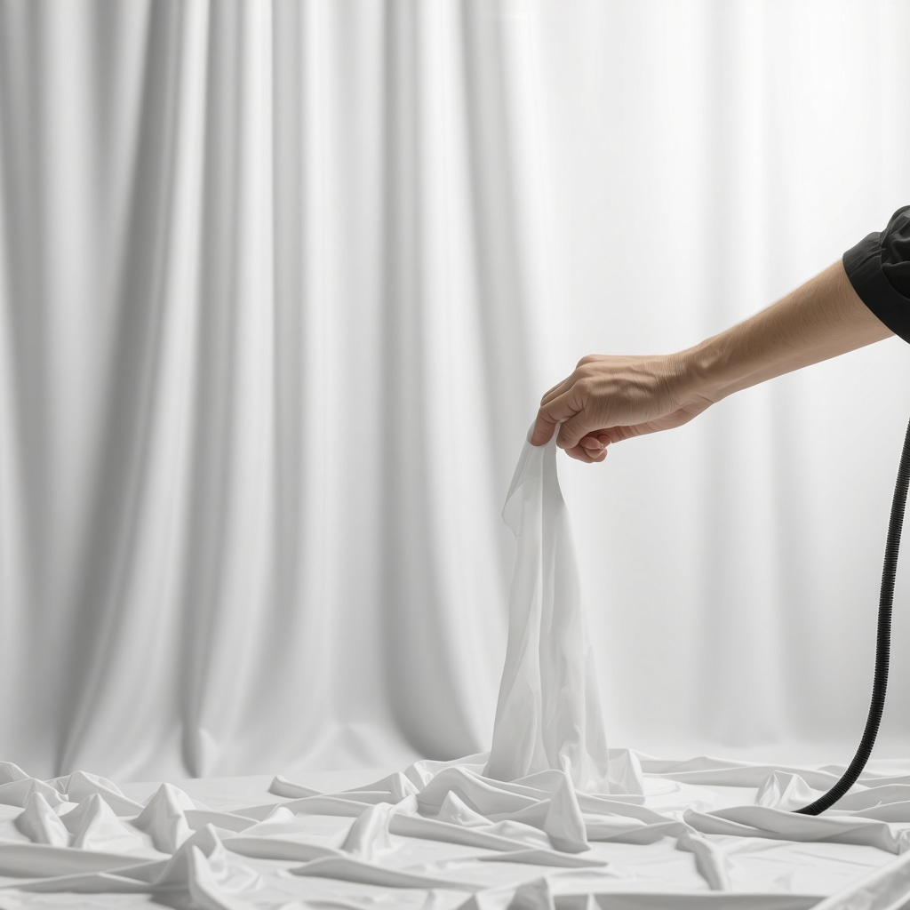Close-up image of dry cleaning machine in action cleaning delicate silk curtains preserving fabric integrity