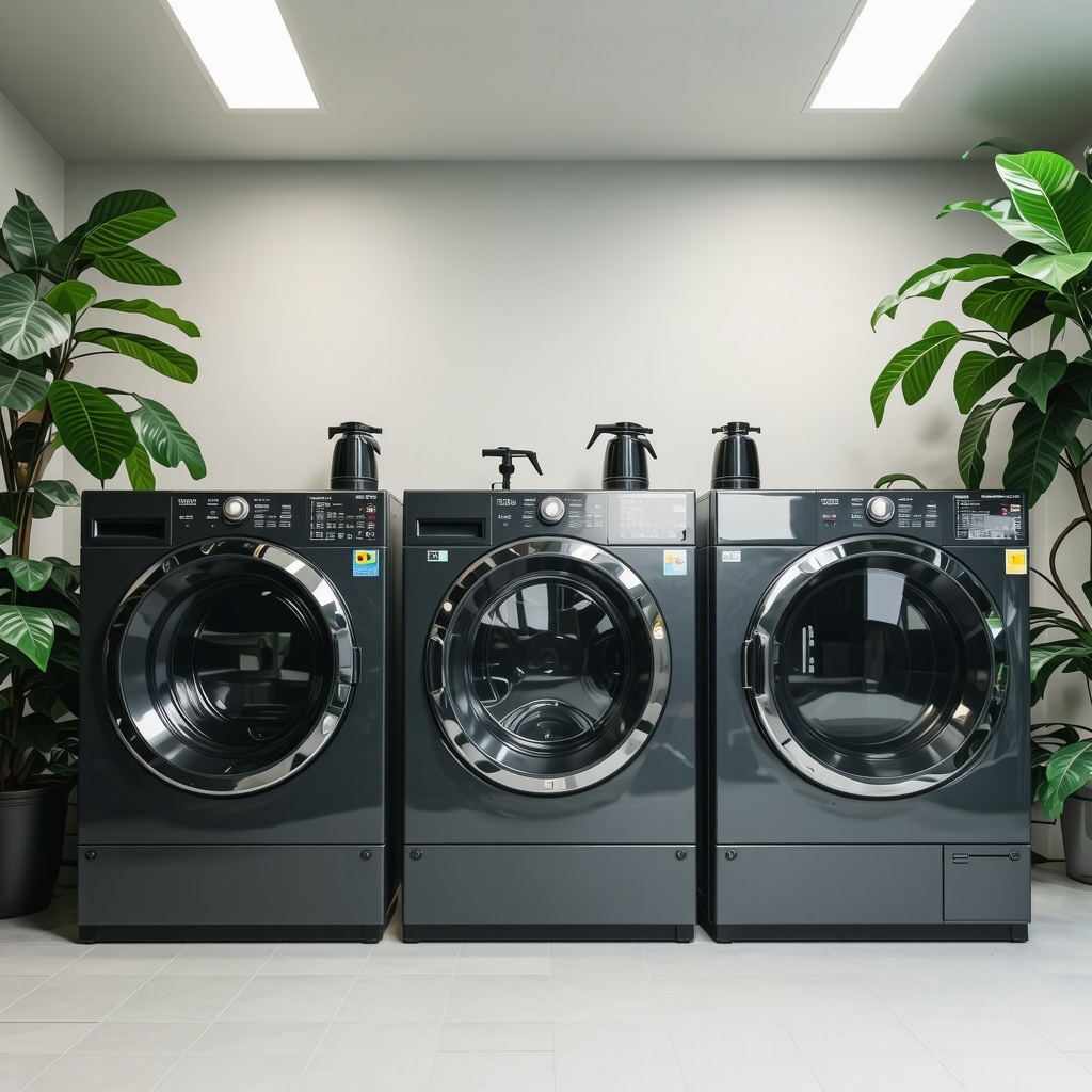 A state-of-the-art dry cleaning shop in Tampa showcasing eco-friendly cleaning equipment