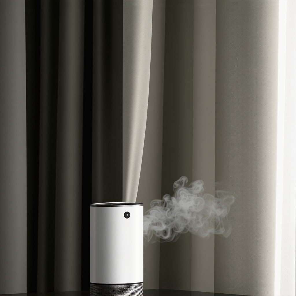 Detail shot of ultrasonic cleaning process revitalizing silk curtains in a contemporary setting