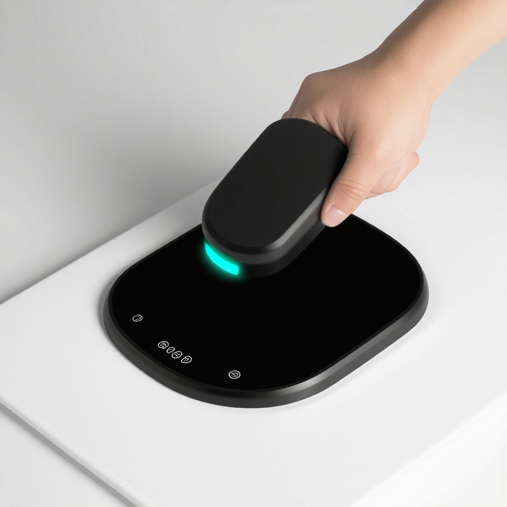 Ultrasonic cleaning device used on delicate fabrics demonstrating eco-friendly garment care.