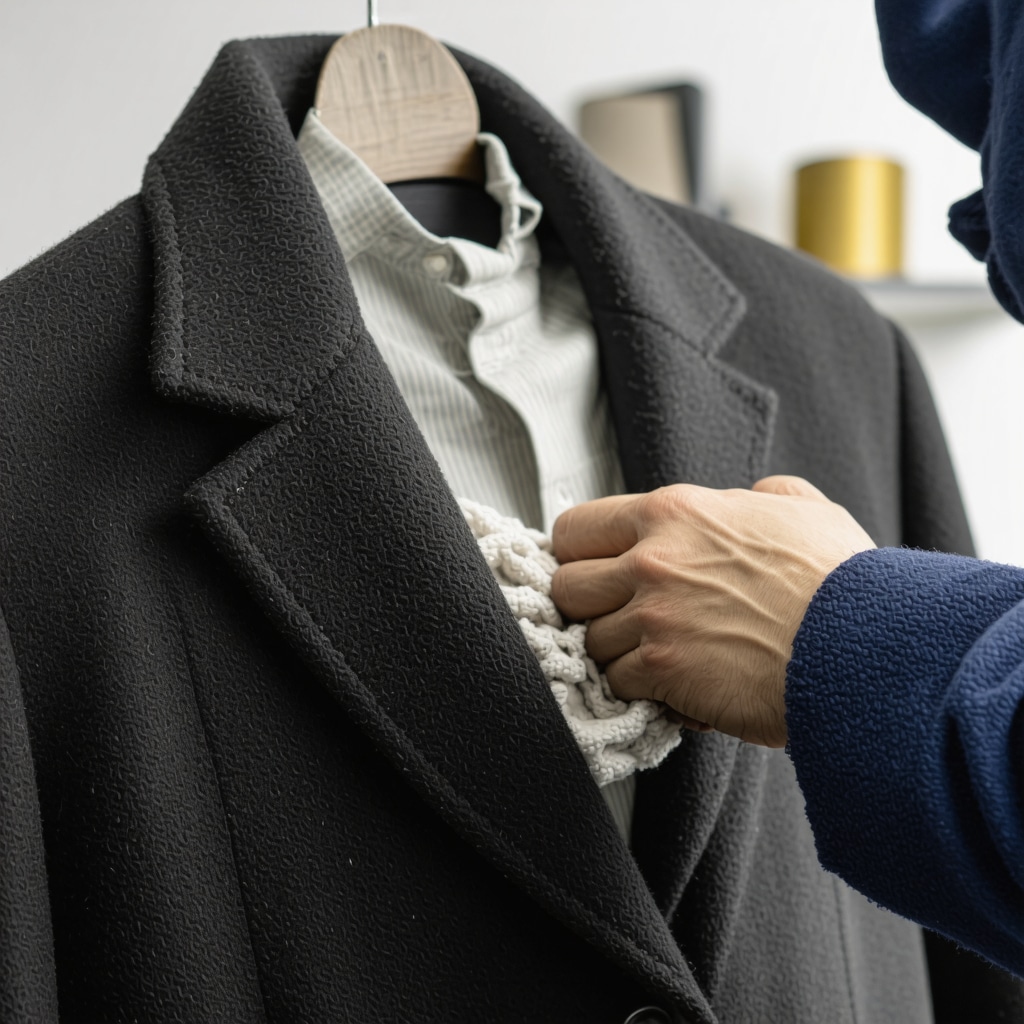 A professional using ultrasonic cleaning equipment on a wool coat, highlighting advanced eco-friendly fabric care techniques.