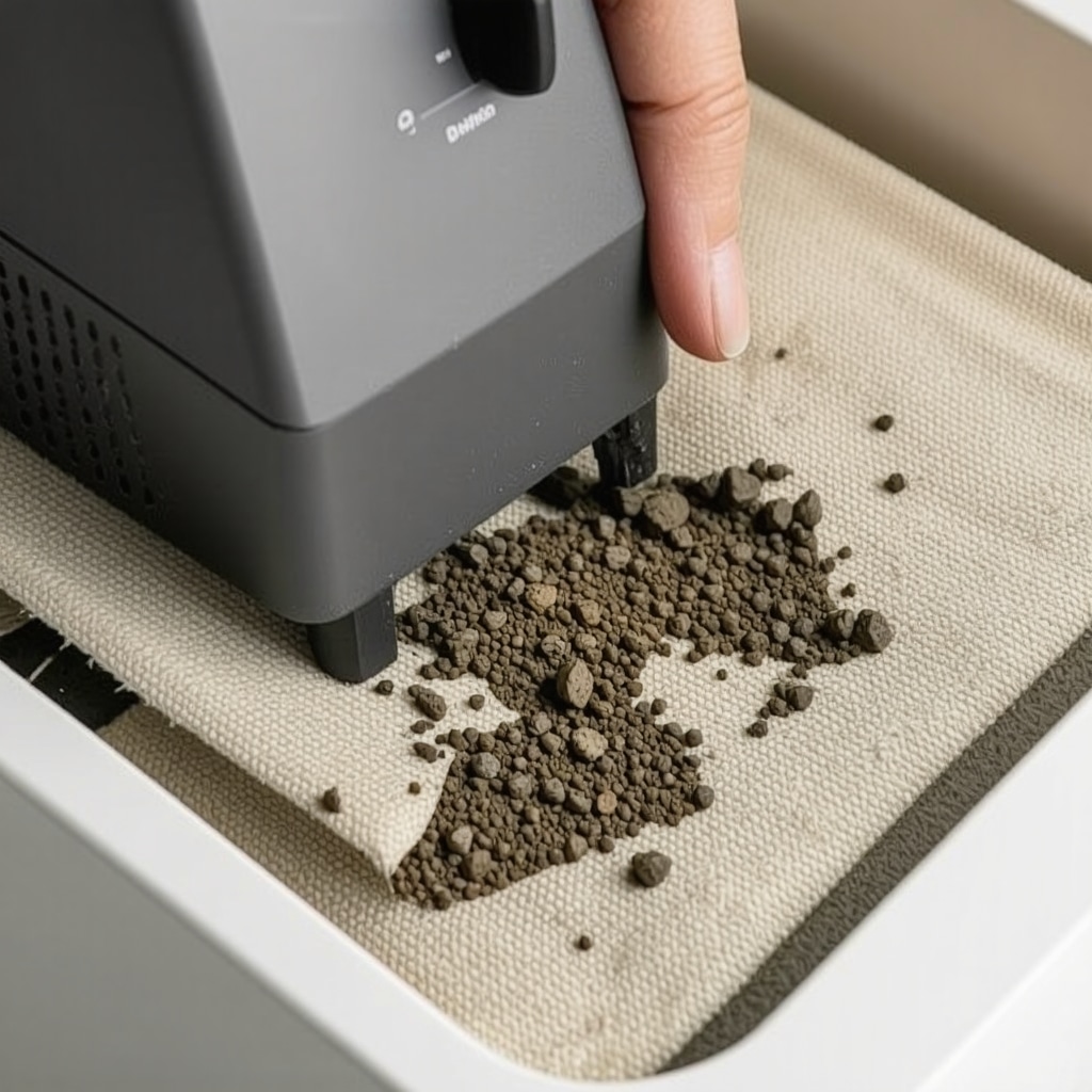Ultrasonic cleaner gently removing dirt from fabric, illustrating advanced eco-friendly cleaning technology.