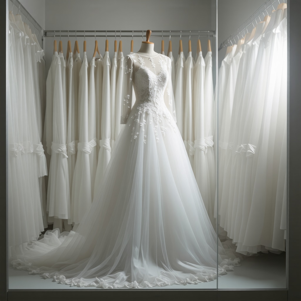 Professional dry cleaner carefully preserving a wedding dress in Tampa