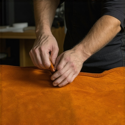 Technician cleaning suede fabric with eco-friendly equipment in Tampa workshop