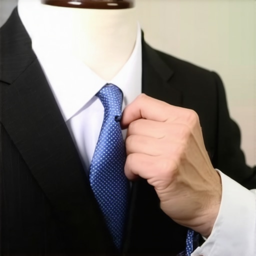Tailor adjusting a suit for perfect fit in a workshop.