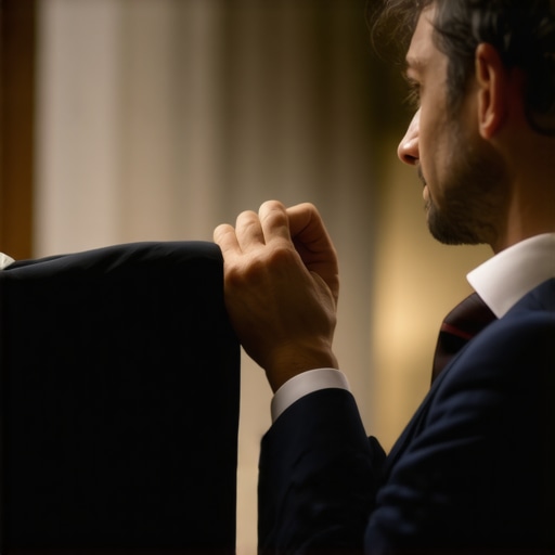Tailor adjusting a suit in a professional shop, highlighting craftsmanship