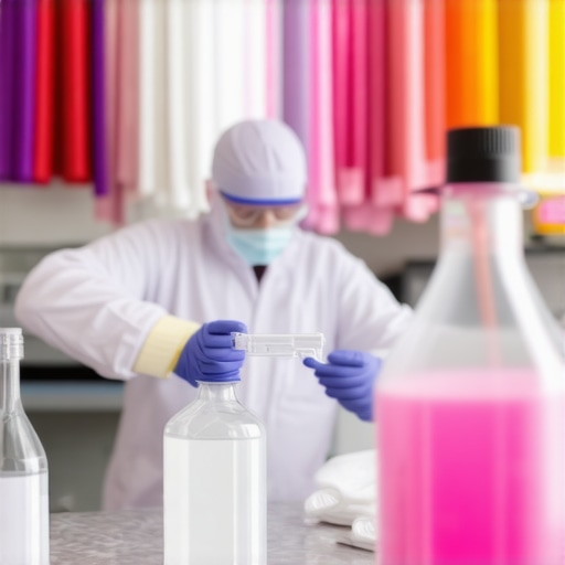 Researcher analyzing eco-friendly solvents for comforter cleaning in a laboratory setting.