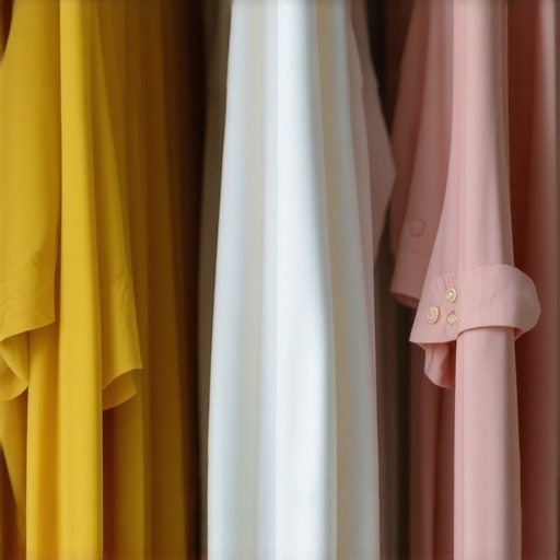 Silk blouse hanging at a Tampa dry cleaner's shop, emphasizing gentle cleaning methods.