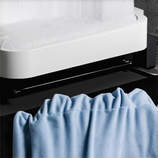 Ultrasonic cleaning device working on fabric, demonstrating eco-friendly textile care technology.