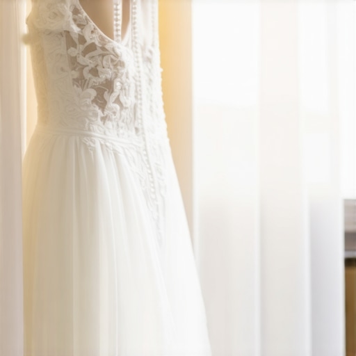 Professional wedding gown preservation process with expert handling and preservation tools.
