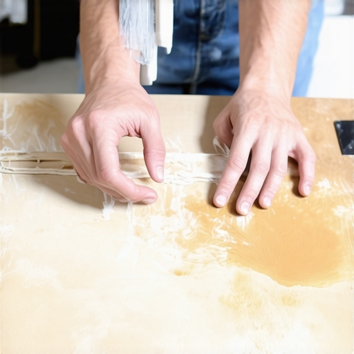 Person applying natural leather conditioner to a jacket in a workshop setting.
