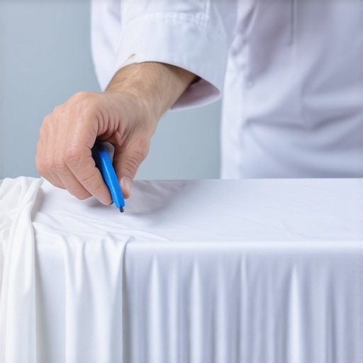 Dry cleaner handling delicate fabric with eco-friendly cleaning tools