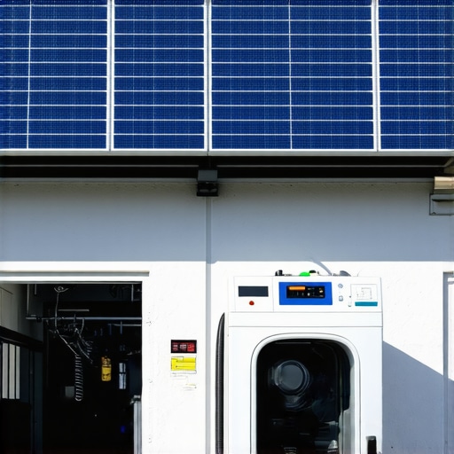 State-of-the-art eco-conscious dry cleaning plant with solar panels and biodegradable systems