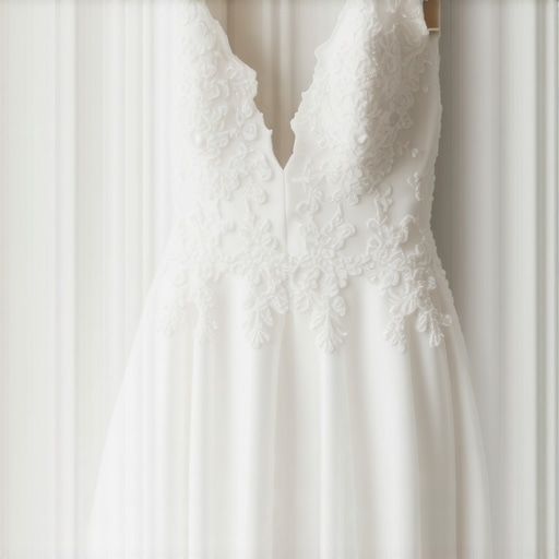 Wedding gown stored in eco-friendly preservation box with natural lighting