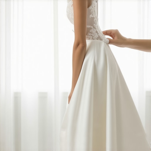 Professional preserving a wedding gown using eco-friendly methods in a studio.