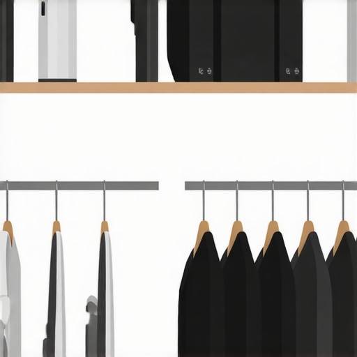 Collection of suit maintenance tools including steamer, fabric shaver, and hangers.