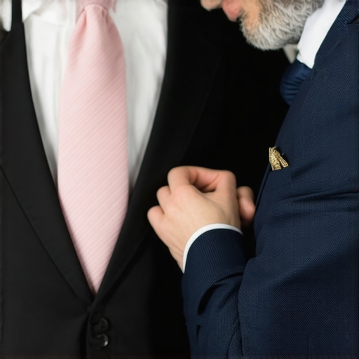 A professional dry cleaner adjusting a suit jacket in a well-equipped shop