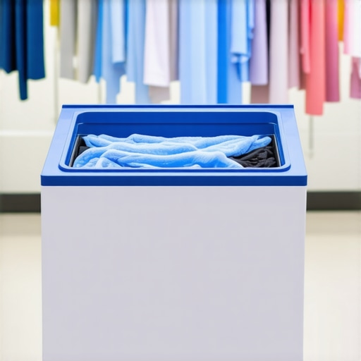 A professional ultrasonic cleaner gently disinfecting a silk gown with visible sound wave graphics.