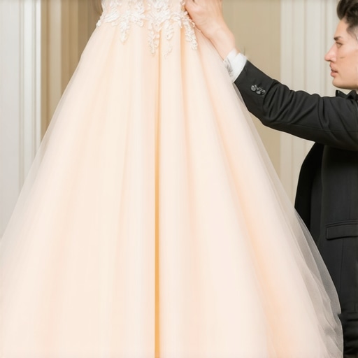 A professional dry cleaner carefully treating a delicate silk gown in an eco-friendly Tampa dry cleaning shop.