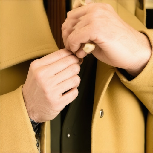 Dry cleaner inspecting a wool coat for cleaning in Tampa