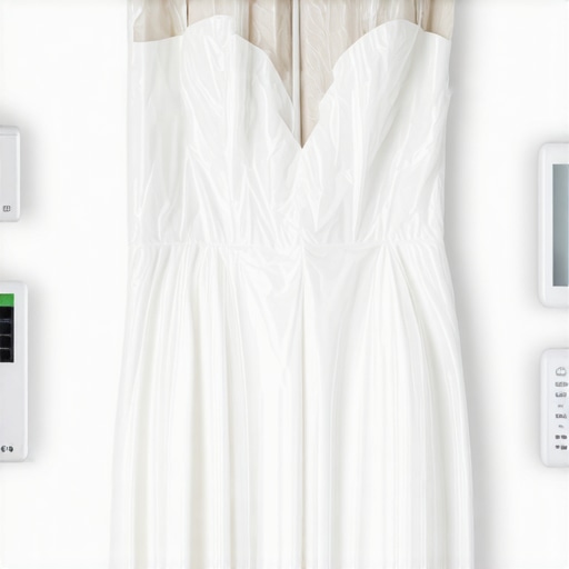 Wedding gown stored carefully with tissue paper and humidity control devices.