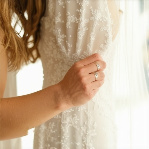 Professional steamer gently removing wrinkles from a wedding gown to preserve its fabric